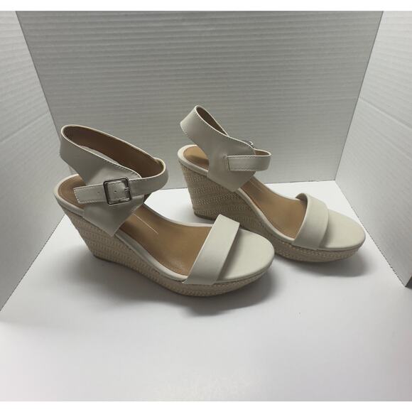 Wedge Sandals off white ankle strap, buckle closer cork - Picture 1 of 6